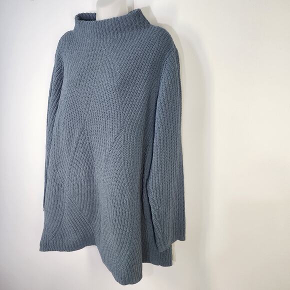 J Jill Sweater Women's Chenille XL Pullover Funnel Mock Neck Tunic Blue Plush - Picture 5 of 11